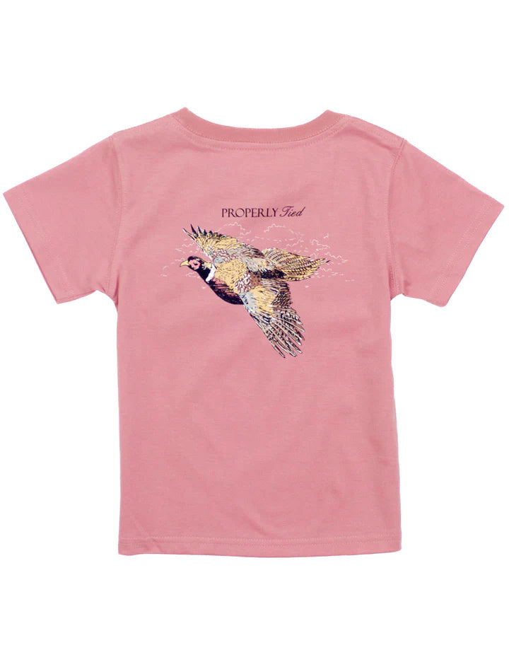 BOYS PHEASANT HUNT SHORT SLEEVE GRAPHIC TEE - SALMON