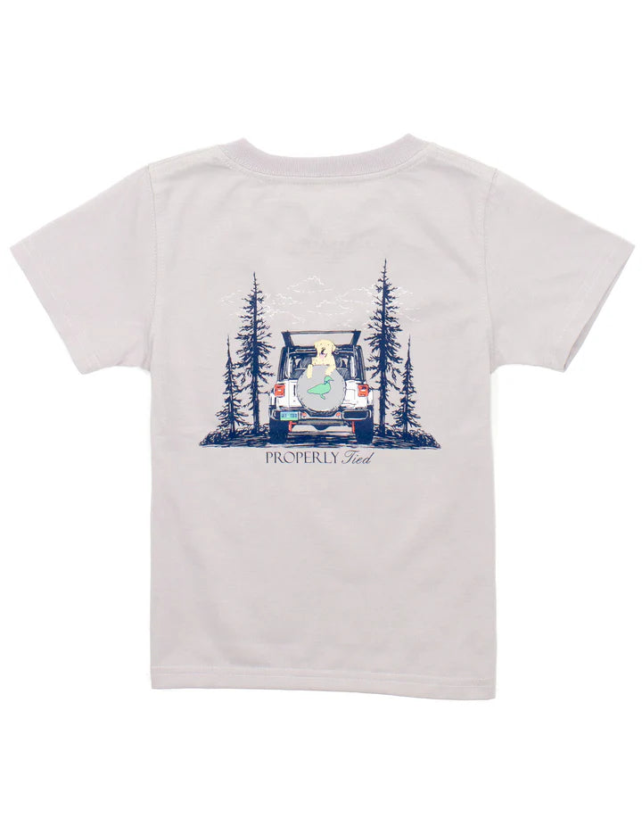 BOYS CATCH A RIDE SHORT SLEEVE GRAPHIC TEE - ICE GREY