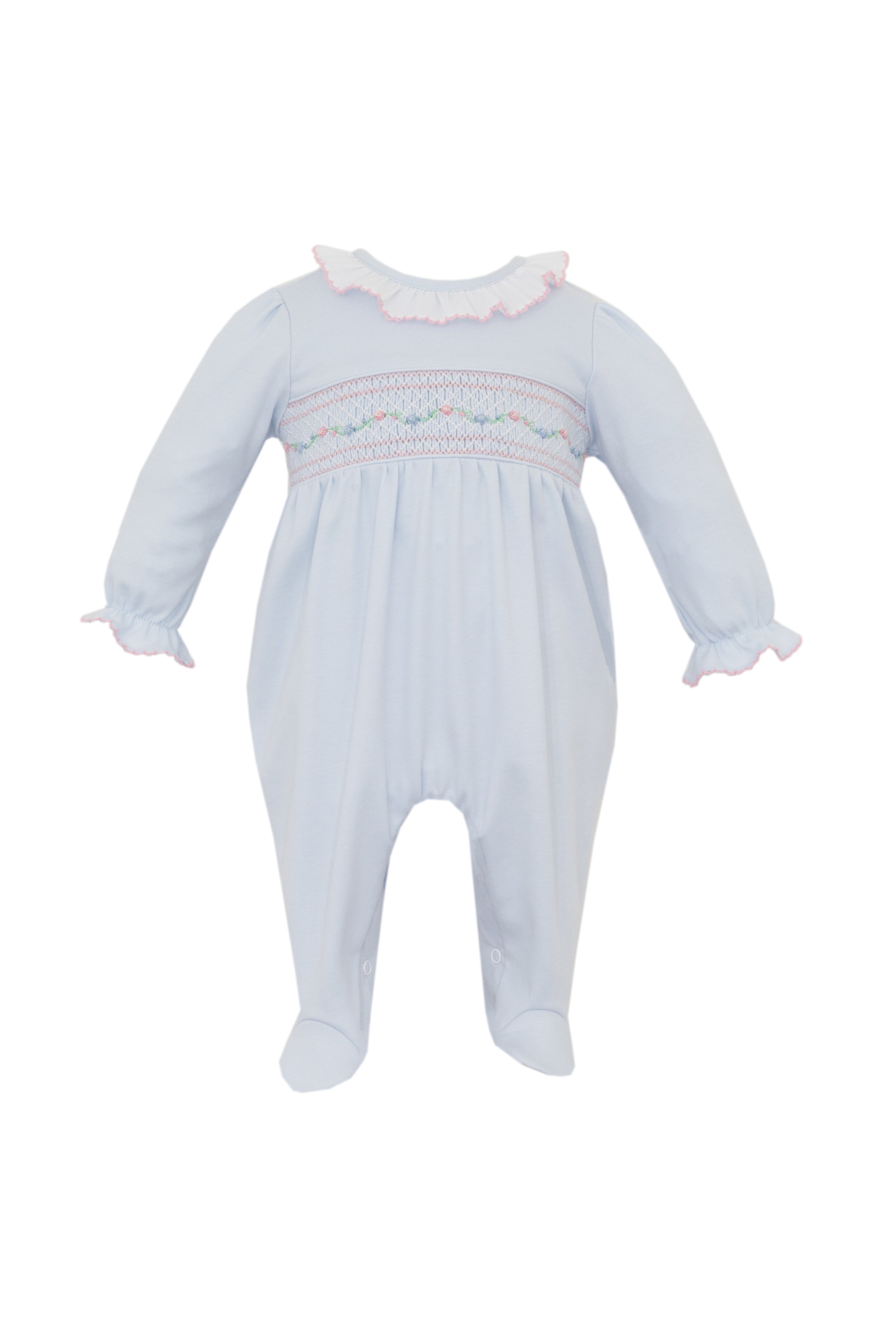 LIGHT BLUE KNIT GIRL'S LONG FOOTIE
