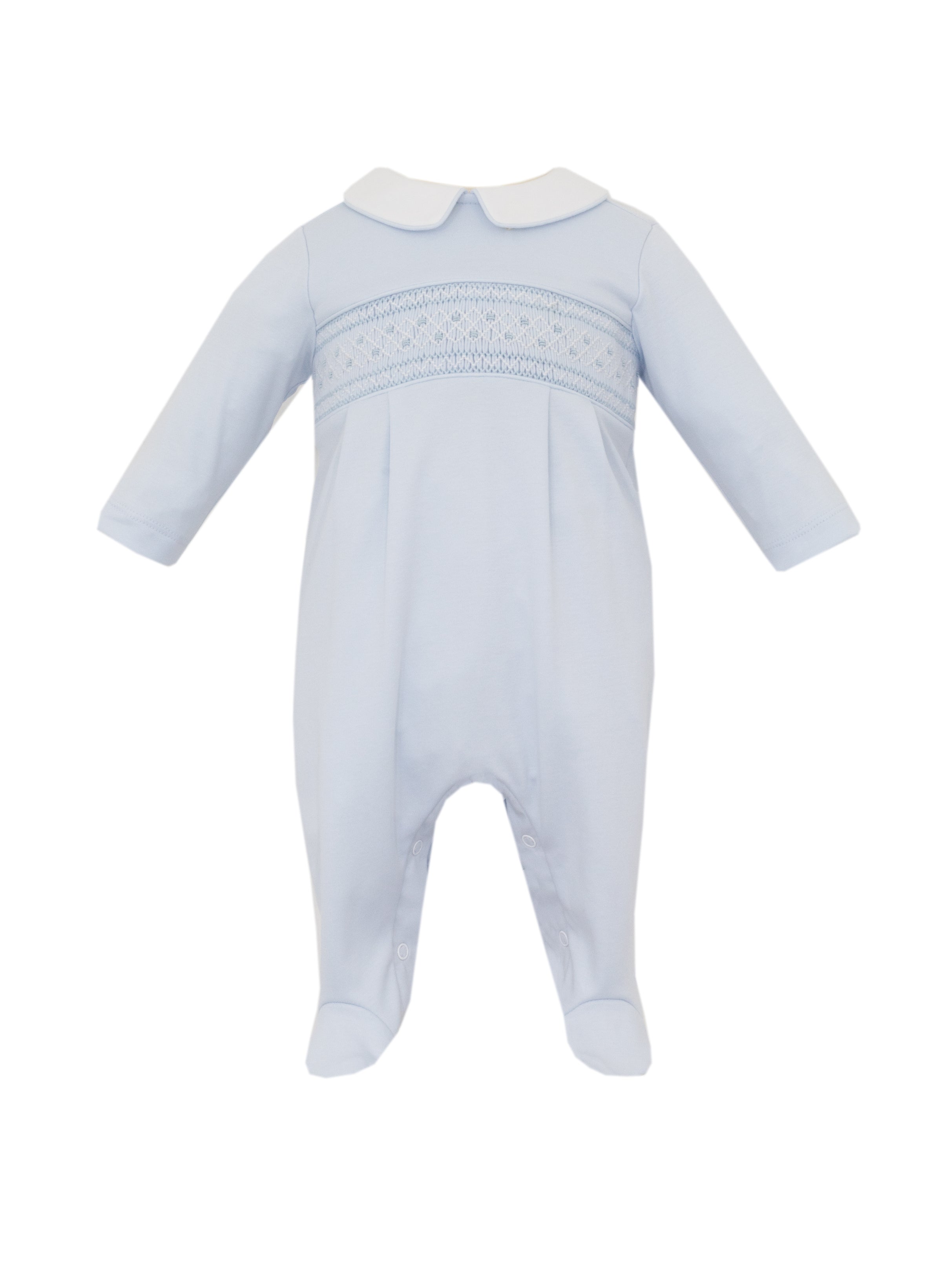 LIGHT BLUE KNIT BOY'S LONG FOOTIE