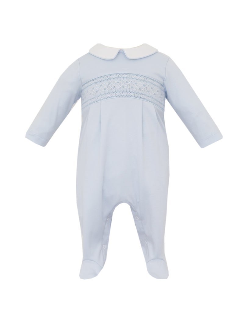 LIGHT BLUE KNIT BOY'S LONG FOOTIE