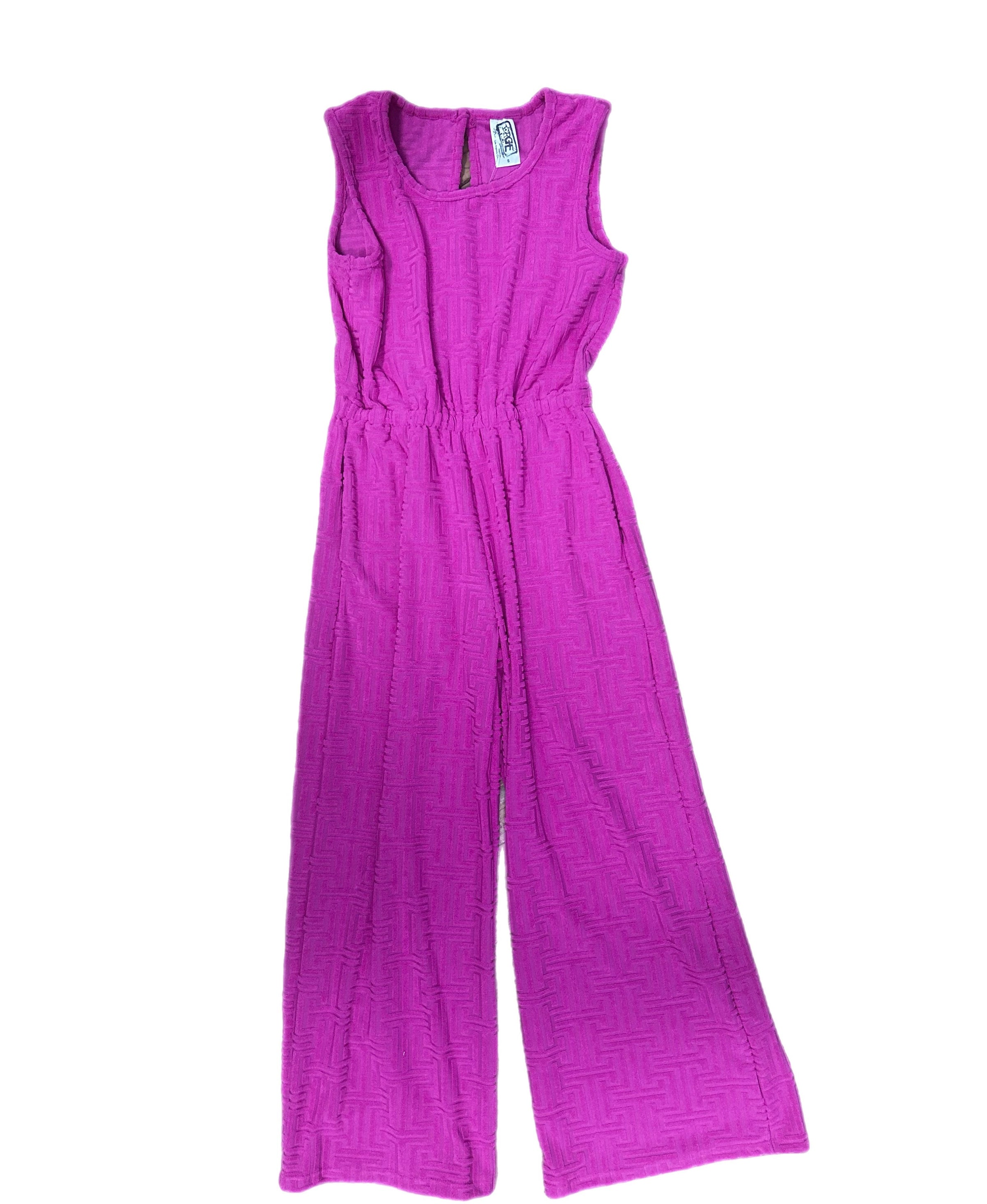 TWEEN PINK GEO VELOUR JUMPSUIT