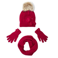 3 PIECE GIRLS KNIT SCARF, HAT AND GLOVES