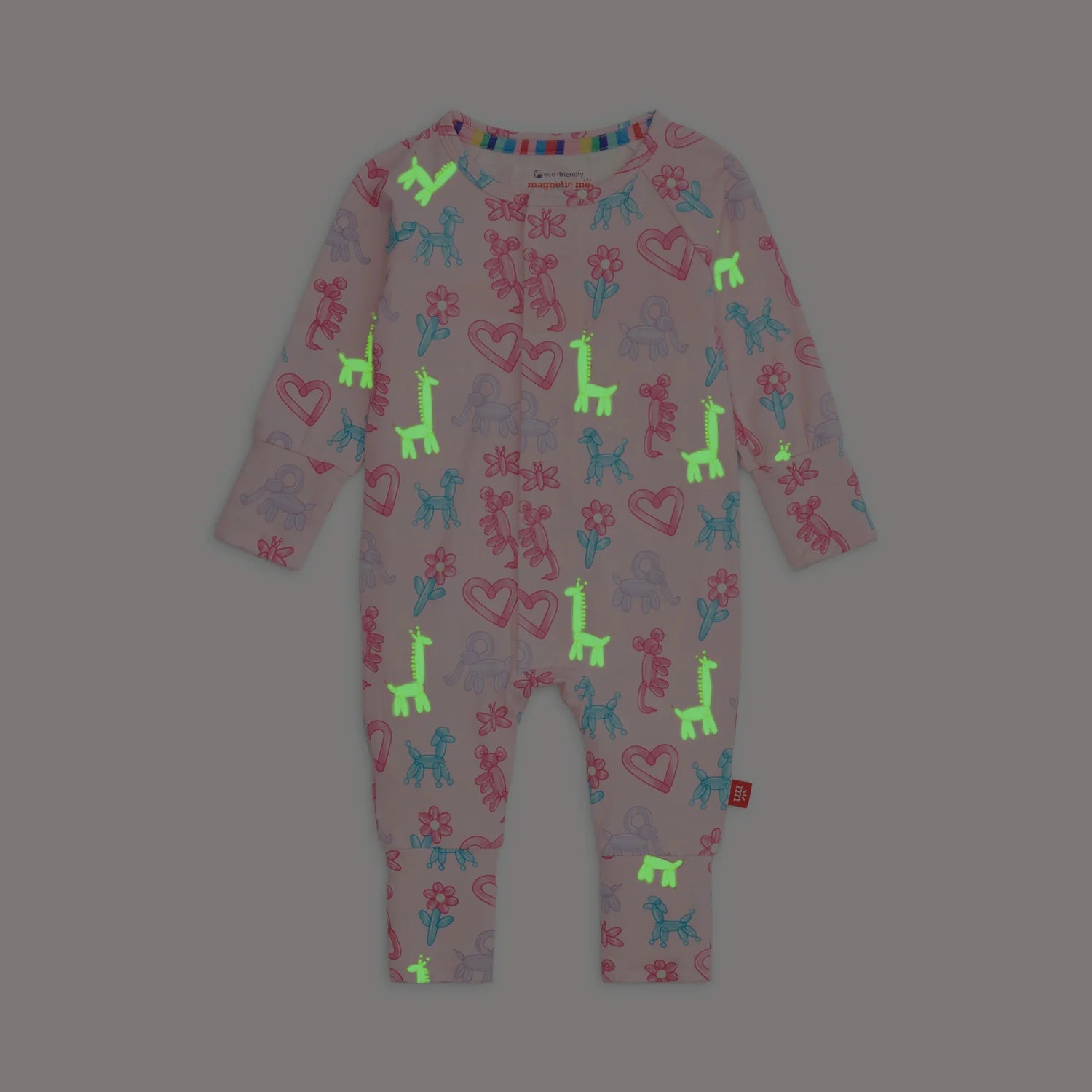 PINK PARTY ANIMALS GLOW IN THE DARK MODAL MAGNETIC GROW WITH ME COVERALL
