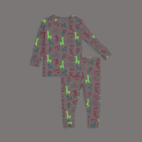 (PINK PARTY ANIMALS GLOE IN THE DARK MODAL MAGNETIC L/S PAJAMA SET