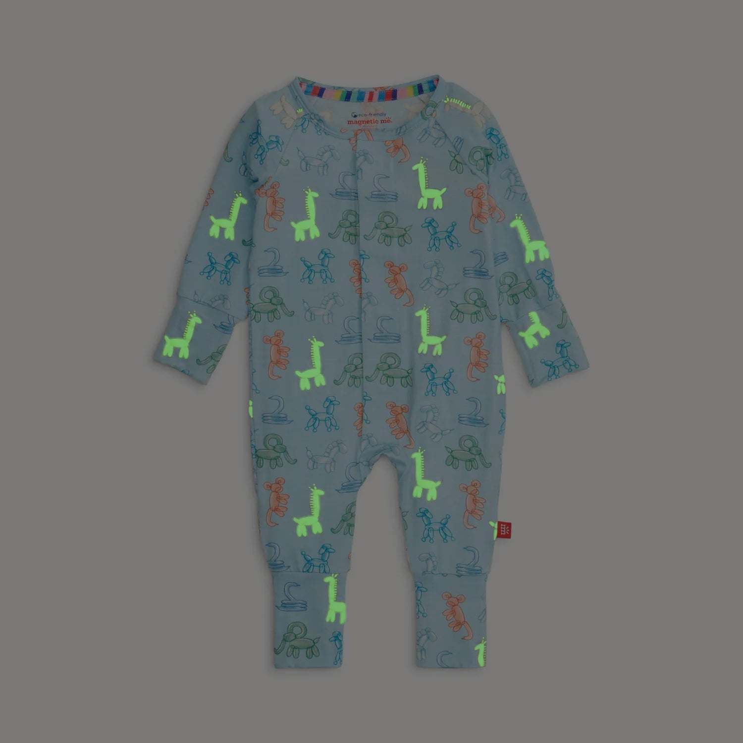 BLUE PARTY ANIMALS GLOW IN THE DARK MODAL MAGNETIC GROW WITH ME CONVERTIBLE COVERALL