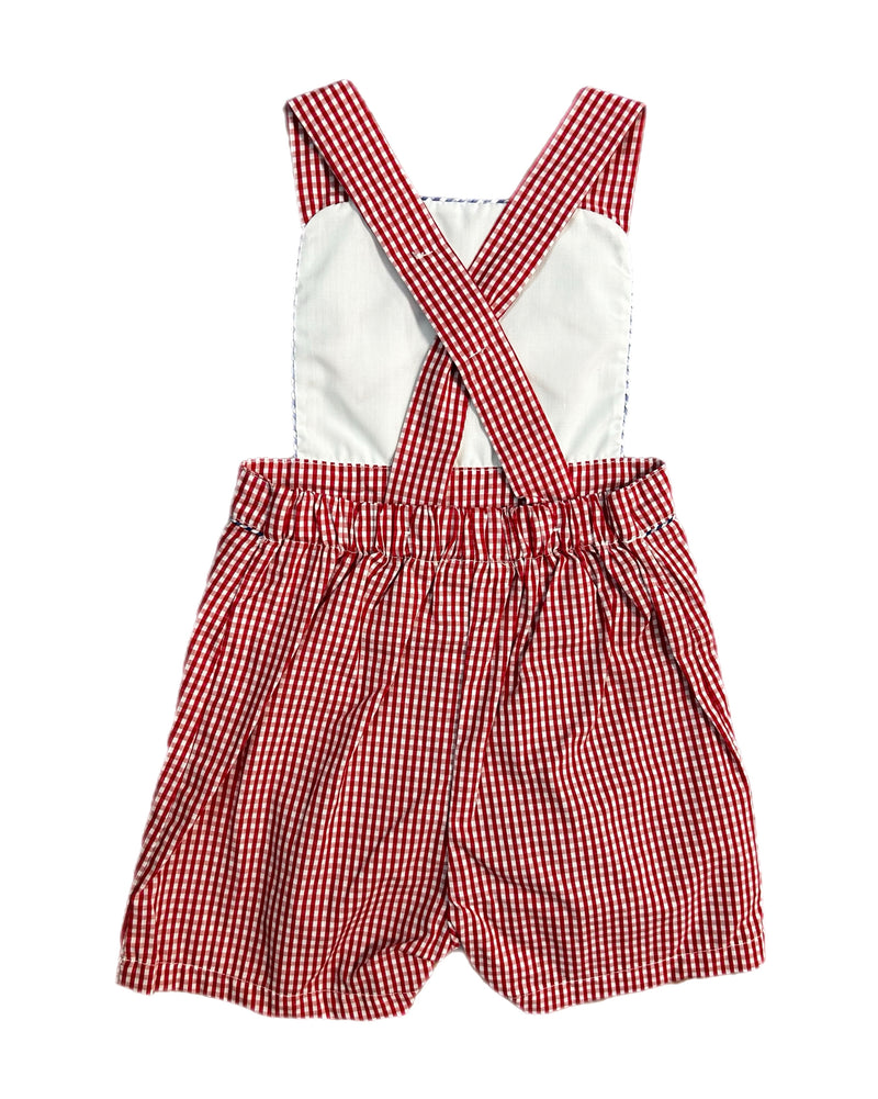 FLAGS EMBROIDERED RED CHECK SHORT SUNSUIT