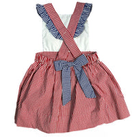 FLAGS EMBROIDERED RED CHECK DRESS