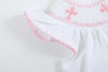 WHITE AND PINK CROSS SMOCKED DRESS AND BLOOMER SET