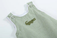 GREEN GINGHAM EMBROIDERED ALLIGATOR BUBBLE