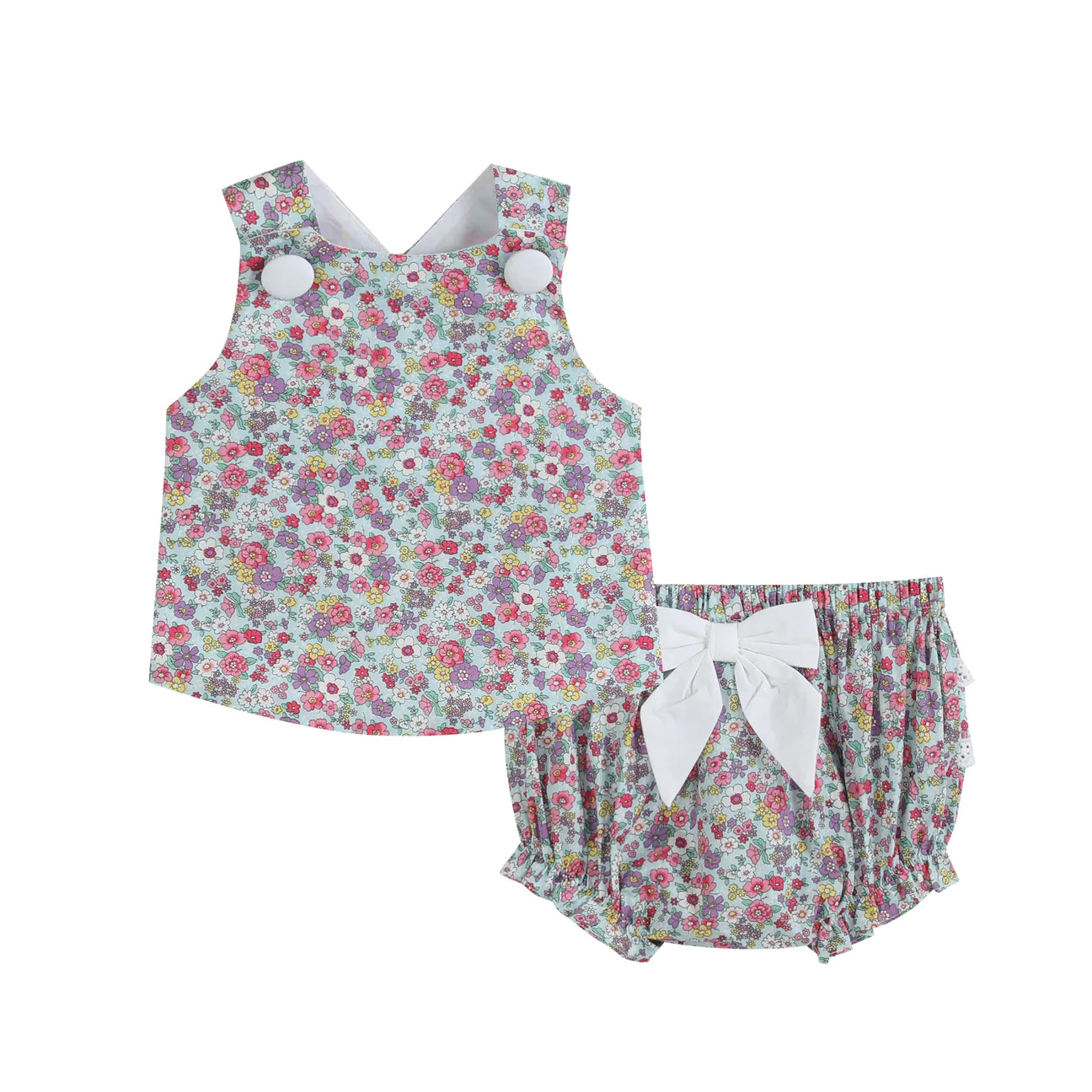 BLUE FLORAL TOP AND BLOOMER SET