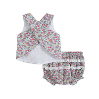 BLUE FLORAL TOP AND BLOOMER SET