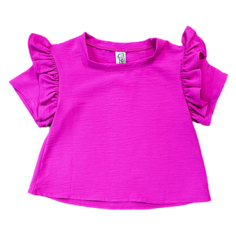 TWEEN RUFFLE AIRFLOW TOP - HOT PINK