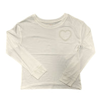 CREAM LONG SLEEVE HEART APPLIQUE TOP