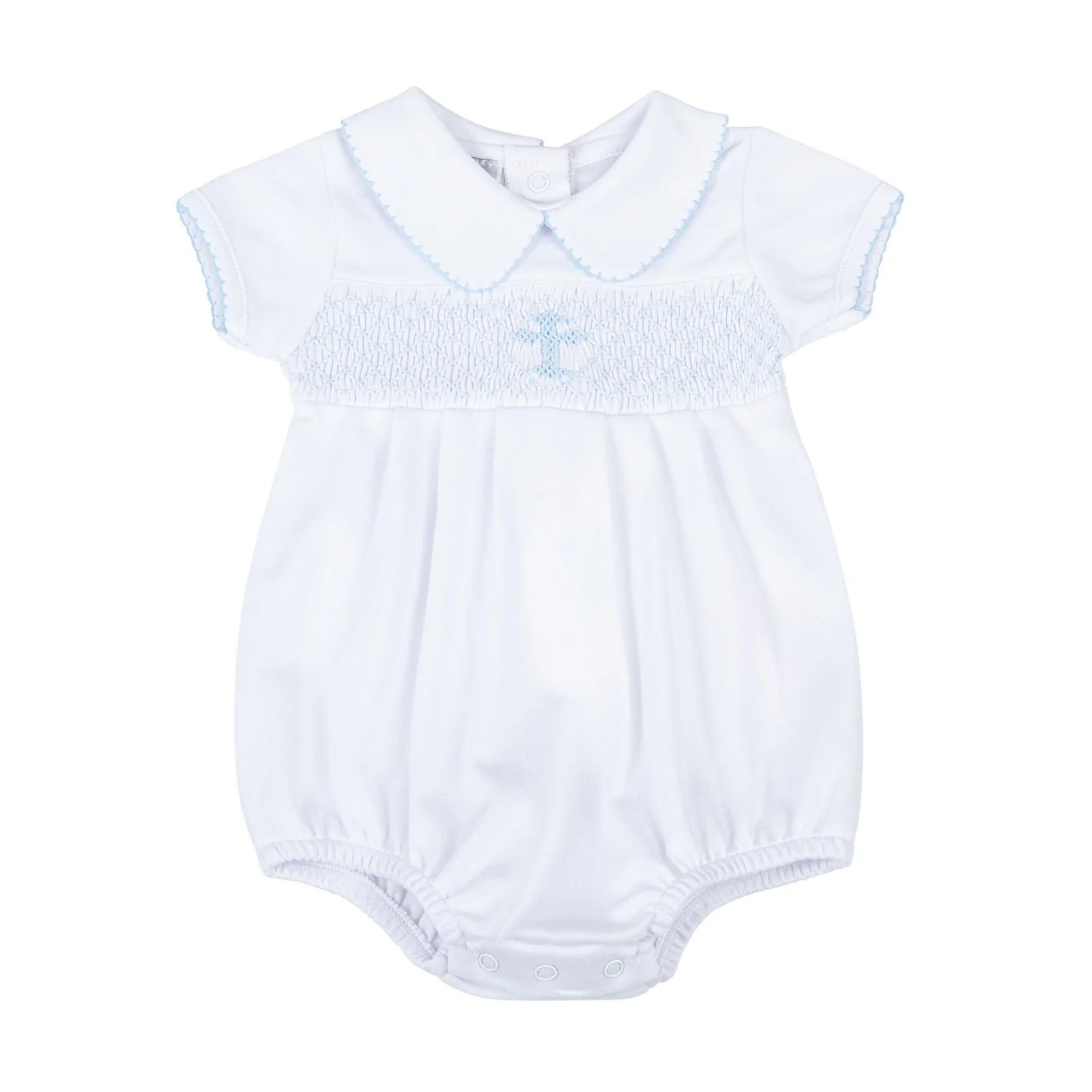 BLESSED SMOCKED COLLARED SHORT SLEEVE BOY BUBBLE