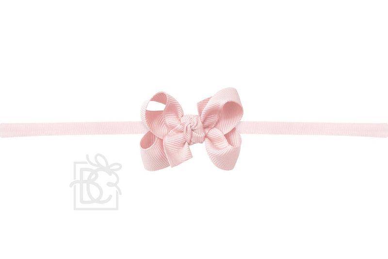 LIGHT PINK LYCRA PANTYHOSE HEADBAND WITH 3.5 INCH BOW ATTACHED
