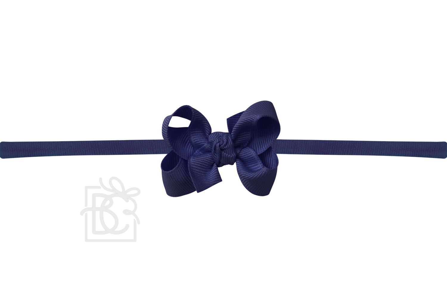 NAVY LYCRA PANTYHOSE HEADBAND WITH 3.5 INCH BOW ATTACHED