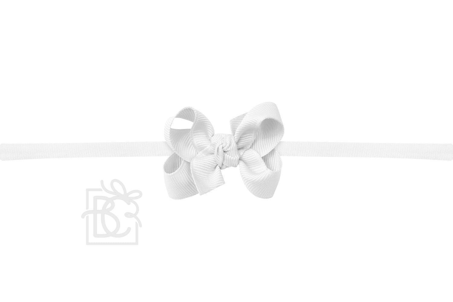 WHITE LYCRA PANTYHOSE HEADBAND WITH 3.5 INCH BOW ATTACHED