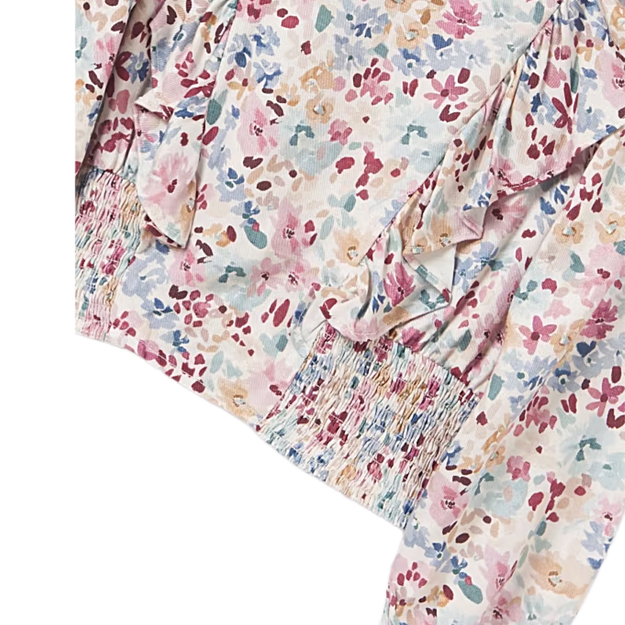 TWEEN FLORAL RUFFLE SMOCKED BOTTOM TOP