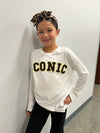 TWEEN ICONIC APPLIQUE GLITTER AND FELT PATCH COLLEGIATE TOP