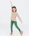 GIRLS RUCHED BOW LEGGINGS DARK IVY