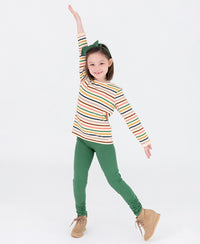 GIRLS RUCHED BOW LEGGINGS DARK IVY