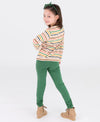 GIRLS RUCHED BOW LEGGINGS DARK IVY