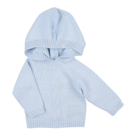 ESSENTIALS KNITS HOODED ZIP PULLOVER - BLUE