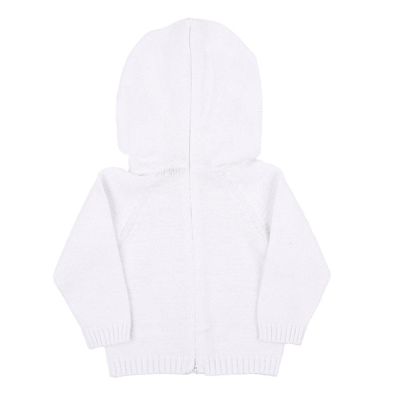 ESSENTIALS KNITS HOODED ZIP PULLOVER - WHITE