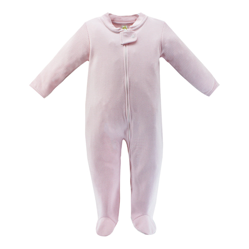 KIRKWALL ZIP FOOTIE - PINK  BITTY STRIPE