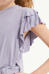 TWEEN TIERED FLUTTER SLEEVE TEE - LAVENDER