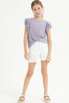 TWEEN TIERED FLUTTER SLEEVE TEE - LAVENDER