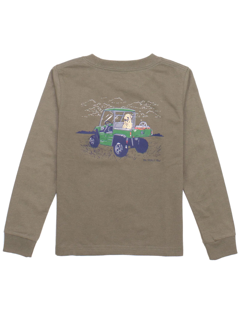 BOYS SIDE BY SIDE LONG SLEEVE TAN TEE