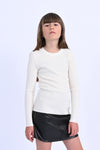 TWEEN OFF WHITE CREW NECK CABLE KNIT SWEATER