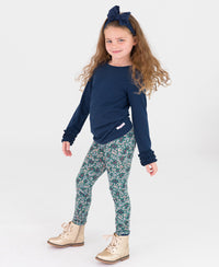 GIRLS RUCHED BOW LEGGINGS MAJESTIC MEADOW