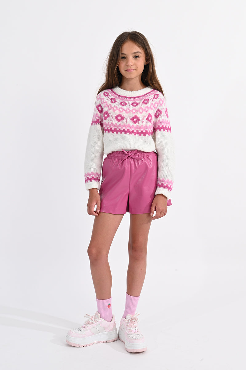 TWEEN VEGAN LEATHER PINK SHORTS