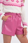 TWEEN VEGAN LEATHER PINK SHORTS