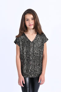 TWEEN BLACK AND GOLD CHEETAH TOP