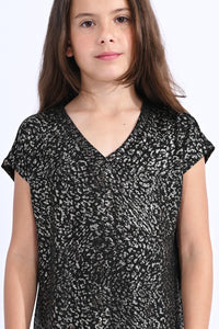 TWEEN BLACK AND GOLD CHEETAH TOP