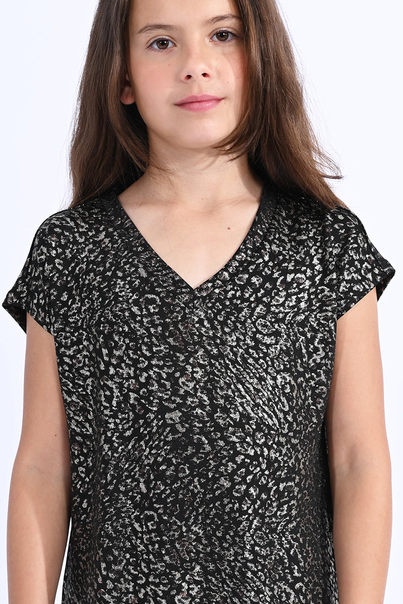 TWEEN BLACK AND GOLD CHEETAH TOP