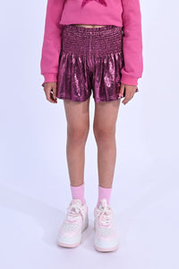 TWEEN PINK SMOCKED WAIST FLOUNCE SHORT