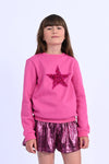 TWEEN FUCHSIA STAR SWEATER