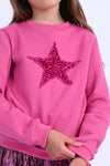 TWEEN FUCHSIA STAR SWEATER