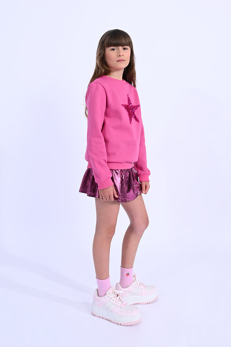 TWEEN FUCHSIA STAR SWEATER