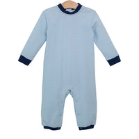 MILLER LONG SLEEVE ROMPER LIGHT BLUE STRIPE/NAVY