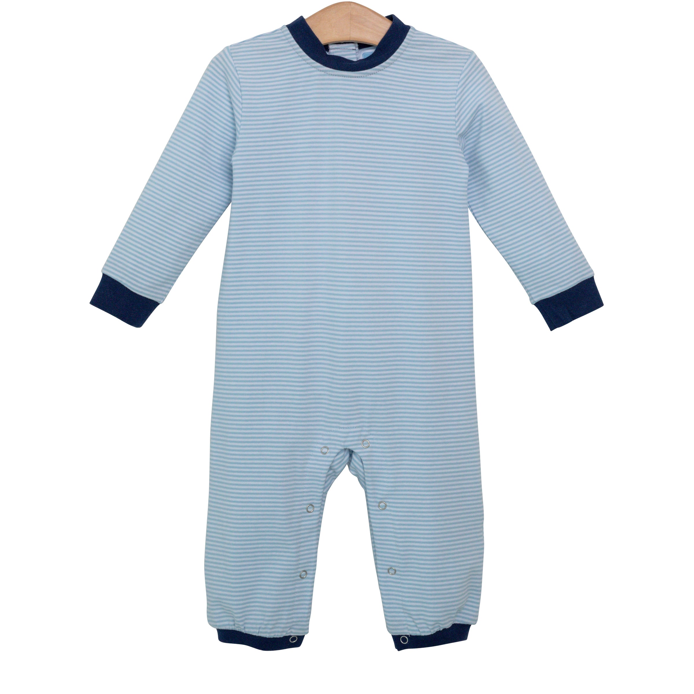 MILLER LONG SLEEVE ROMPER LIGHT BLUE STRIPE/NAVY