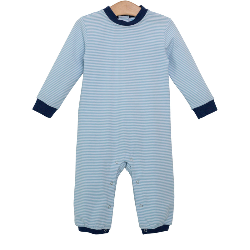 MILLER LONG SLEEVE ROMPER LIGHT BLUE STRIPE/NAVY