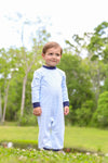 MILLER LONG SLEEVE ROMPER LIGHT BLUE STRIPE/NAVY