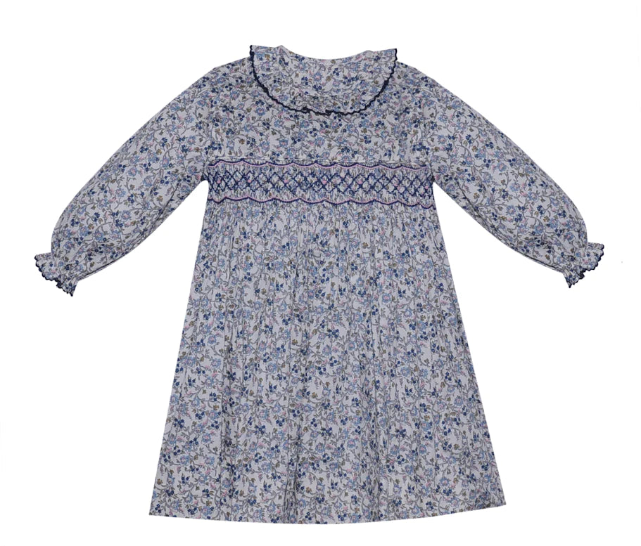 NAVY BLUE FLOWERS JULIETTE DRESS