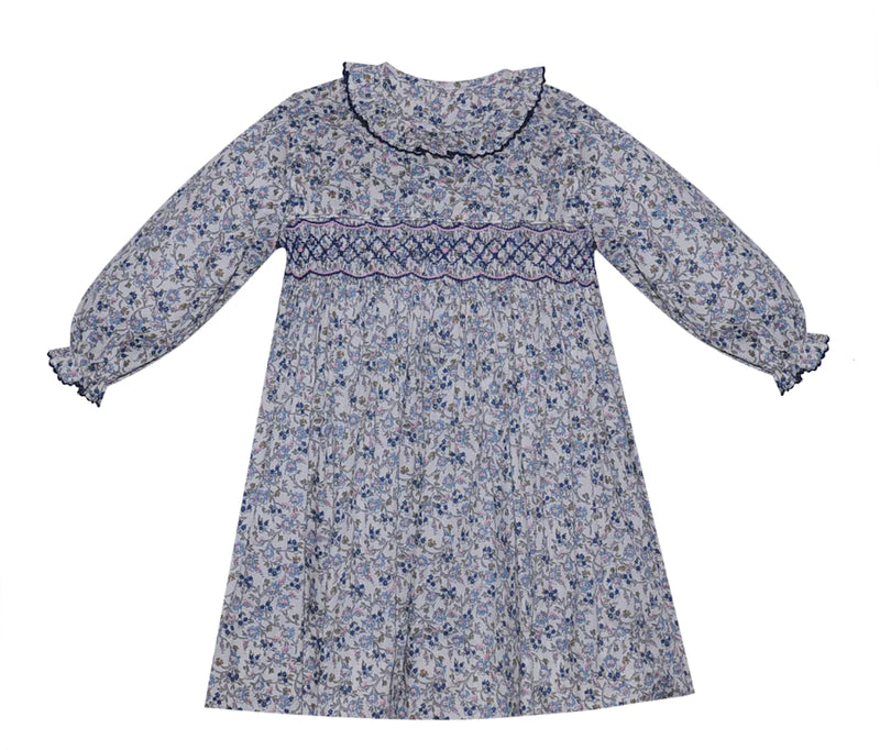 NAVY BLUE FLOWERS JULIETTE DRESS